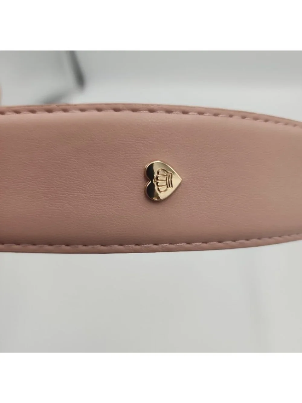 juicy couture Pink Women's Leather Belt Gold Heart Buckle Fits 33-38